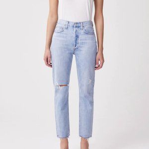 AGOLDE Riley High Rise Straight Crop Jeans in Shatter Wash 29